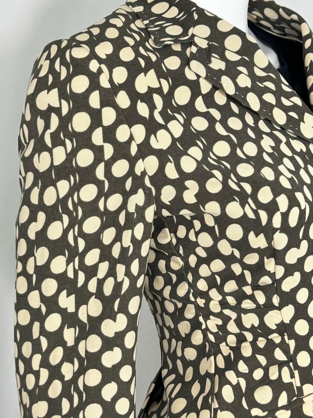 Paul Smith Blue Vintage Polka Dot Blazer Jacket - Brown / Cream - Sz 40/4 - Picture 8 of 14